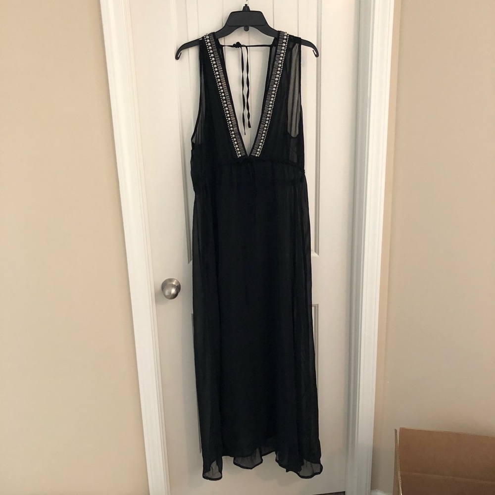 H&M sheer black beaded maxi dress coverup